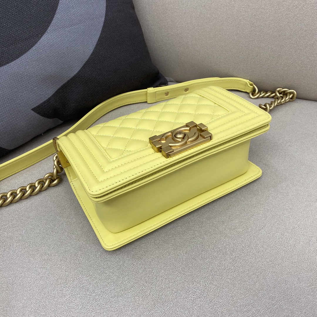 Lambskin Small Boy Handbag Flap Bag A67085 Yellow